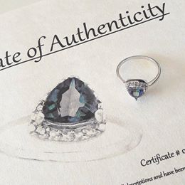 Brand New Ocean Blue Mystic Topaz & Diamond Cocktail Ring - Size: 6.7,(1686)