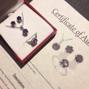 New 3 Piece Sterling Silver Amethyst Set