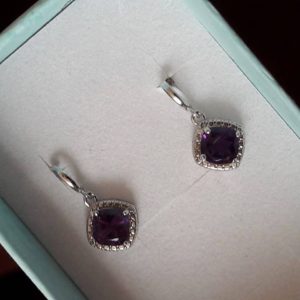 New Diamond & Amethyst Sterling Silver Earrings + $300 certificate