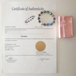 New Venetian Murano Glass & Sterling Silver Bracelet + $325 certificate,(1622)