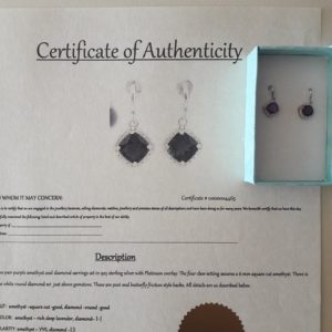 New Diamond & Amethyst Sterling Silver Earrings + $300 certificate