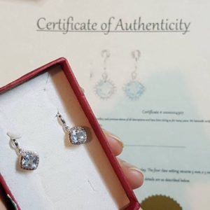New 1.35 Ct Blue Topaz & Diamond Earrings + $280 Certificate