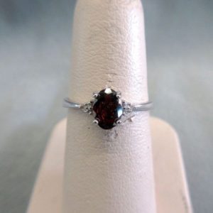 Garnet & Diamond Sterling silver Solitaire Ring #1809